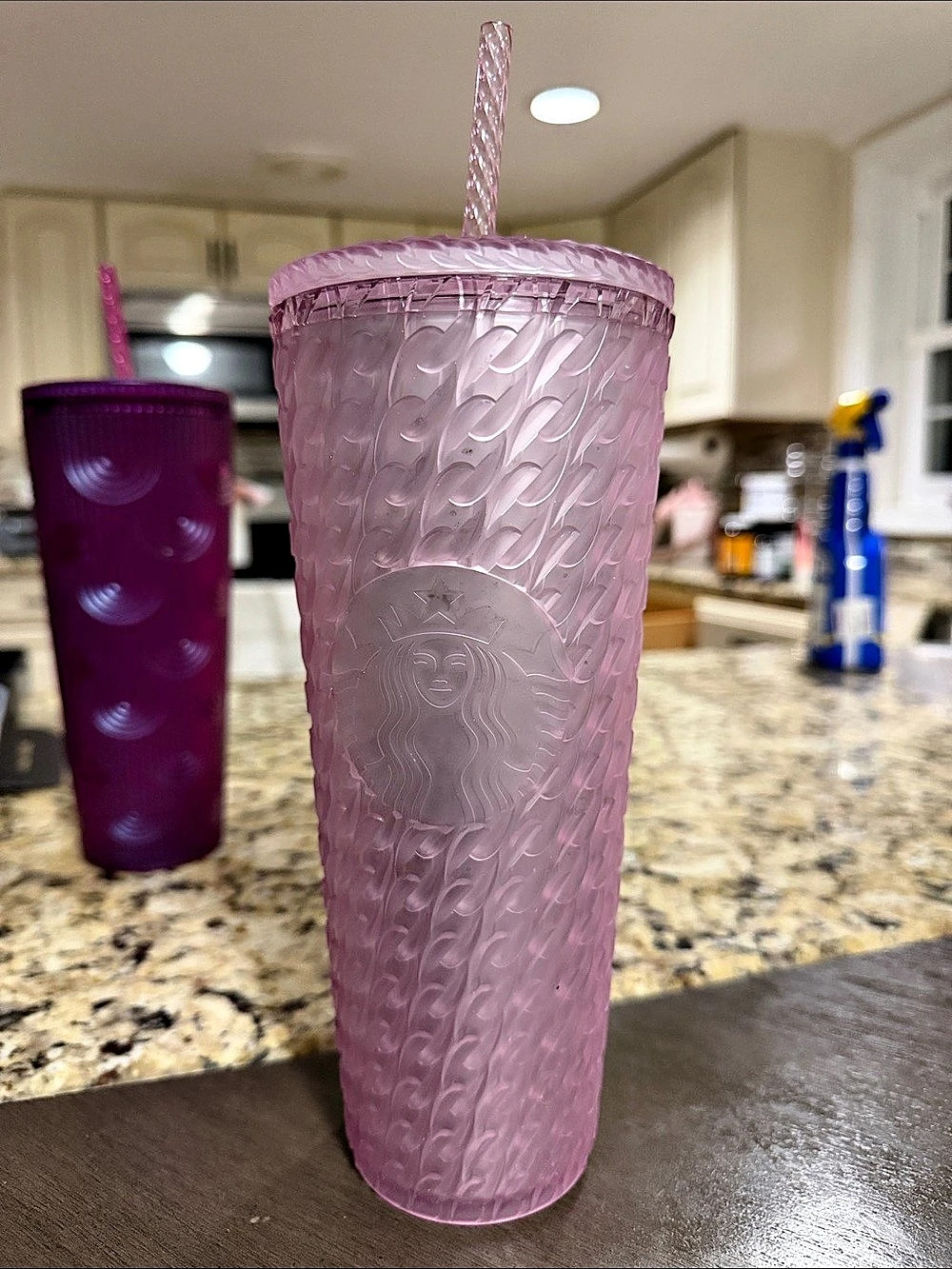 Starbucks Pink Cable Knit Cold Cup Tumbler